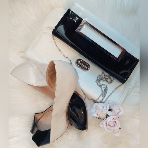 Black and white shoes with 2 clutches - Picture 3 of 13